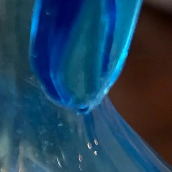 Vtg Rainbow Glass Pitcher Blue MCM Design Applied Handle Atomic Design See Note. - Picture 9 of 9